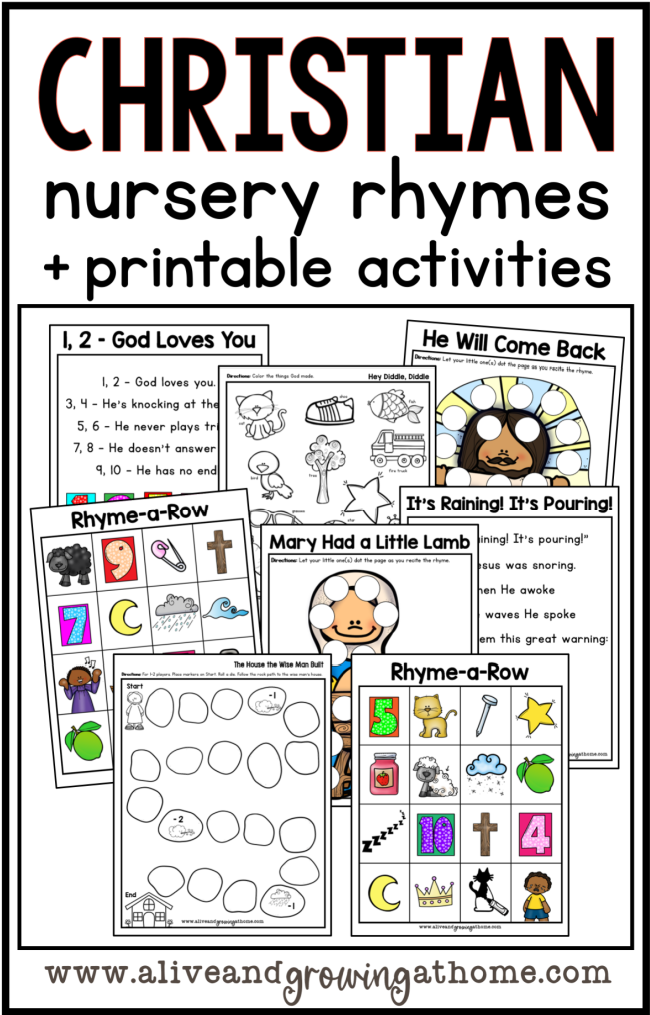 Printable Christian Nursery Rhymes and Activities - Alive and Growing at Home
