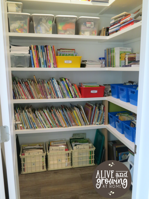 book closet in our homeschool room