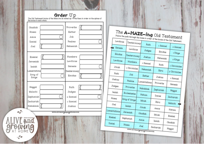 Old Testament Books Printable Pack - mazes and worksheets