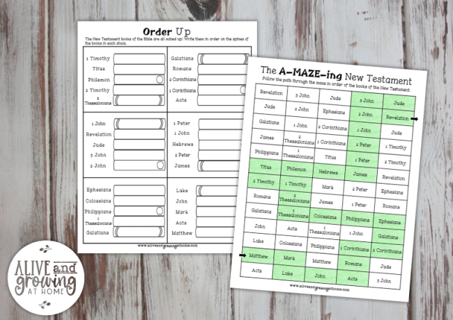 New Testament Books of the Bible Pack - order up and mazes