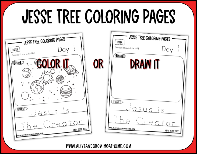 Jesse Tree Coloring Pages - color it or draw it - Alive and Growing at Home