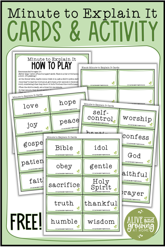 Bible Card Game ~ Minute to Explain It ~ Alive and Growing at Home